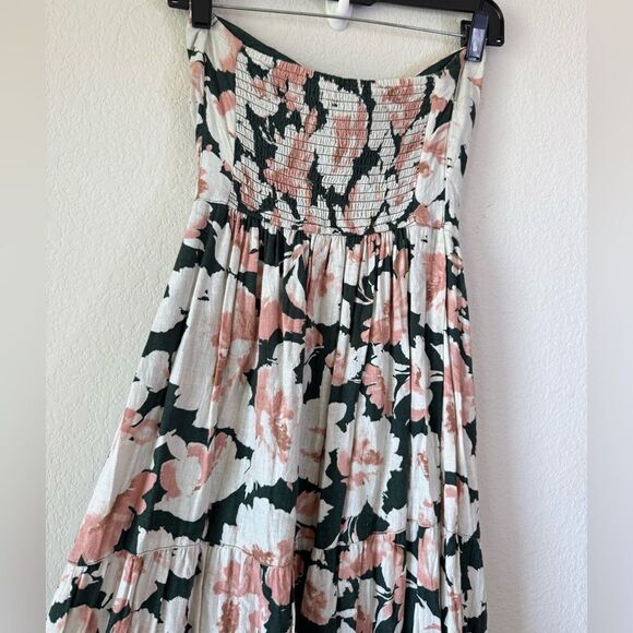 Abercrombie & Fitch Halter Neck Maxi Dress ST Tiered Linen Blend Coquette Floral - Picture 8 of 8